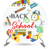 Lofaris White Stripe Stationery Round Back To School Backdrop